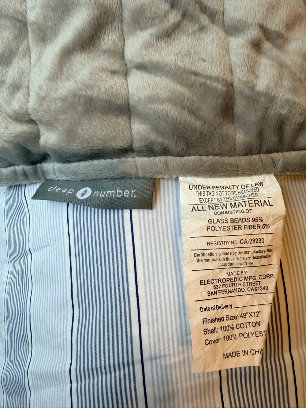 Sleep Number Weighted Blanket (Weighs 15 lbs) 48”x72”